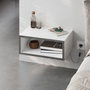 Hanah Home Brik Mesita de noche Blanca y Gris Retro con LED